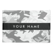 Winter Snow Gray Camouflage Ihr Name personalisier Kissenbezug (Rückseite)