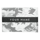 Winter Snow Gray Camouflage Ihr Name personalisier Kissenbezug (Vorderseite)