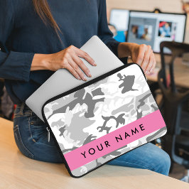 Winter Snow Gray Camouflage Ihr Name personalisier Laptopschutzhülle
