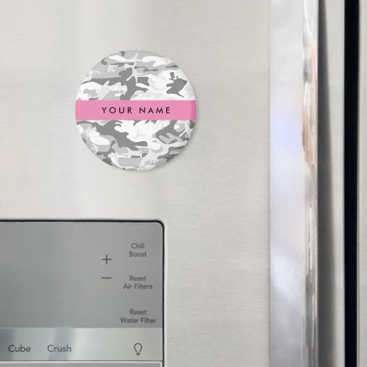 Winter Snow Gray Camouflage Ihr Name personalisier Magnet (In Situ (Kühlschrank))