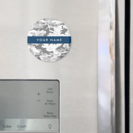 Winter Snow Gray Camouflage Ihr Name personalisier Magnet