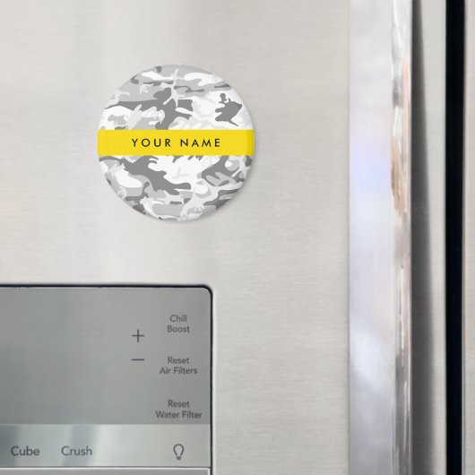 Winter Snow Gray Camouflage Ihr Name personalisier Magnet (In Situ (Kühlschrank))