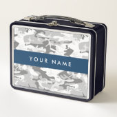Winter Snow Gray Camouflage Ihr Name personalisier Metall Brotdose (Vorderseite)