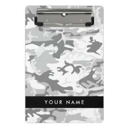 Winter Snow Gray Camouflage Ihr Name personalisier Mini Klemmbrett