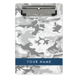 Winter Snow Gray Camouflage Ihr Name personalisier Mini Klemmbrett