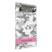 Winter Snow Gray Camouflage Ihr Name personalisier Mini Klemmbrett (Schrägansicht)