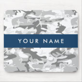 Winter Snow Gray Camouflage Ihr Name personalisier Mousepad (Vorne)