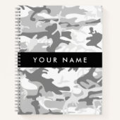 Winter Snow Gray Camouflage Ihr Name personalisier Notizblock (Vorderseite)