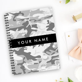 Winter Snow Gray Camouflage Ihr Name personalisier Notizblock
