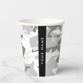 Winter Snow Gray Camouflage Ihr Name personalisier Pappbecher (Vorderseite)