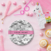 Winter Snow Gray Camouflage Ihr Name personalisier Pappteller (Party)