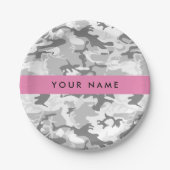 Winter Snow Gray Camouflage Ihr Name personalisier Pappteller (Vorderseite)