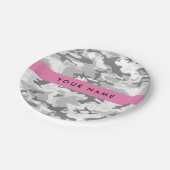 Winter Snow Gray Camouflage Ihr Name personalisier Pappteller (Schrägansicht)