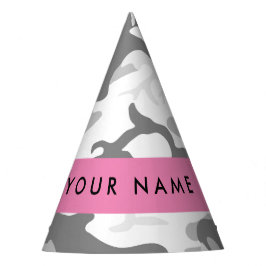 Winter Snow Gray Camouflage Ihr Name personalisier Partyhütchen