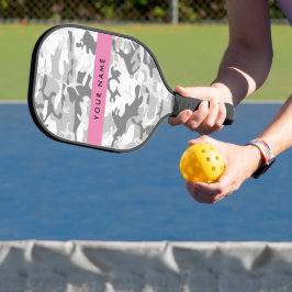 Winter Snow Gray Camouflage Ihr Name personalisier Pickleball Schläger