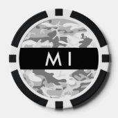 Winter Snow Gray Camouflage Ihr Name personalisier Pokerchips (Vorderseite)