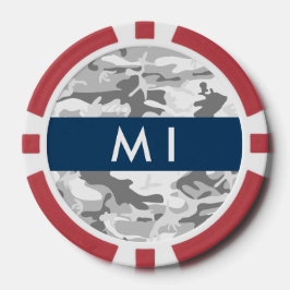 Winter Snow Gray Camouflage Ihr Name personalisier Pokerchips