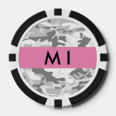 Winter Snow Gray Camouflage Ihr Name personalisier Pokerchips (Vorderseite)