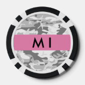 Winter Snow Gray Camouflage Ihr Name personalisier Pokerchips (Rückseite)