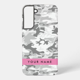Winter Snow Gray Camouflage Ihr Name personalisier Samsung Galaxy Hülle