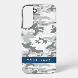 Winter Snow Gray Camouflage Ihr Name personalisier Samsung Galaxy Hülle