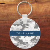 Winter Snow Gray Camouflage Ihr Name personalisier Schlüsselanhänger (Vorderseite)