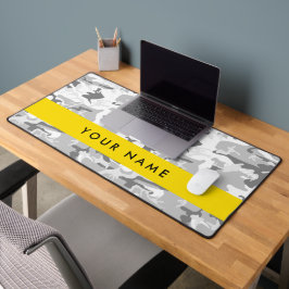 Winter Snow Gray Camouflage Ihr Name personalisier Schreibtischunterlage