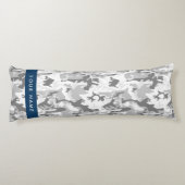 Winter Snow Gray Camouflage Ihr Name personalisier Seitenschläferkissen (Rückseite)