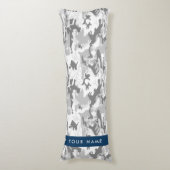 Winter Snow Gray Camouflage Ihr Name personalisier Seitenschläferkissen (Vorderseite Vertikal)