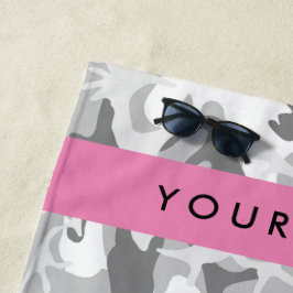 Winter Snow Gray Camouflage Ihr Name personalisier Strandtuch