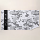 Winter Snow Gray Camouflage Ihr Name personalisier Strandtuch (Vorderseite)