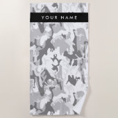 Winter Snow Gray Camouflage Ihr Name personalisier Strandtuch (Vorderseite)