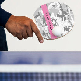 Winter Snow Gray Camouflage Ihr Name personalisier Tischtennis Schläger