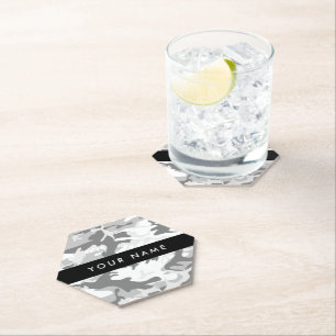 Winter Snow Gray Camouflage Ihr Name personalisier Untersetzer