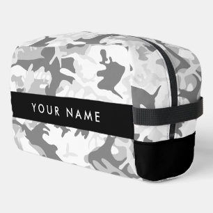 Winter Snow Gray Camouflage Ihr Name personalisier Waschbeutel