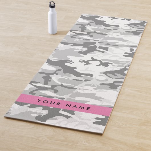 Winter Snow Gray Camouflage Ihr Name personalisier Yogamatte (Beispiel)