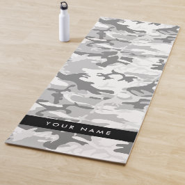 Winter Snow Gray Camouflage Ihr Name personalisier Yogamatte