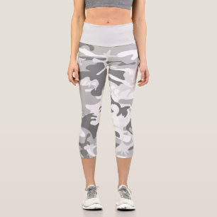 Winter Snow Gray Camouflage, Militär, Armee Capri Leggings