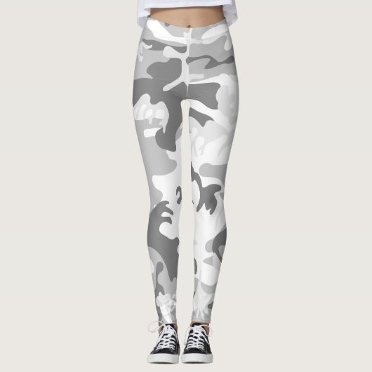 Winter Snow Gray Camouflage, Militär, Armee Leggings (Vorderseite)