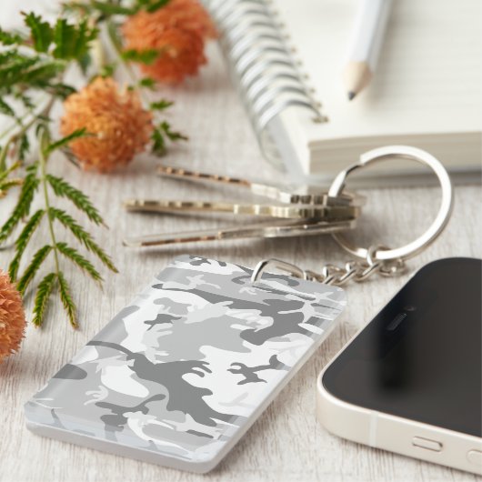 Winter Snow Gray Camouflage, Militär, Armee Schlüsselanhänger (Vorderseite rechts)