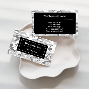 Winter Snow Gray Camouflage, Militär, Armee Visitenkarte