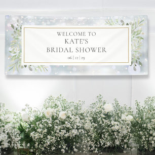 Winter Snow Greenery Brautparty Willkommen Banner