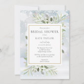 Winter Snow Greenery QR Code Foto Brautparty Einladung (Vorderseite)