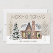 Winter Snow House Pine Tree Frohe Weihnachten (Vorderseite)