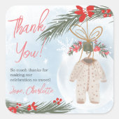 Winter snow ice Christmas baby shower Quadratischer Aufkleber (Vorderseite)