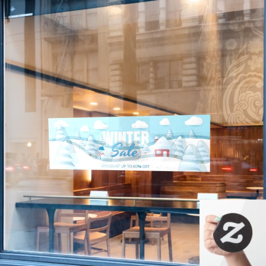 Winter Snow Ladenszene bis zu 10 % günstiger gesta Fensteraufkleber (Café-Fenster)