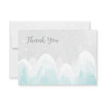 WInter Snow Light Blue Baby Dusche Danke Karte