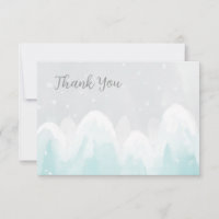 WInter Snow Light Blue Baby Dusche Danke Karte