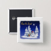 Winter Snow Man Weltfrieden Button (Vorne & Hinten)
