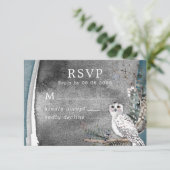 Winter Snow Owl Moon Branch Paint Wedding RSVP Karte (Stehend Vorderseite)